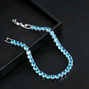STERLING Silver Turquoise Tennis Bracelet